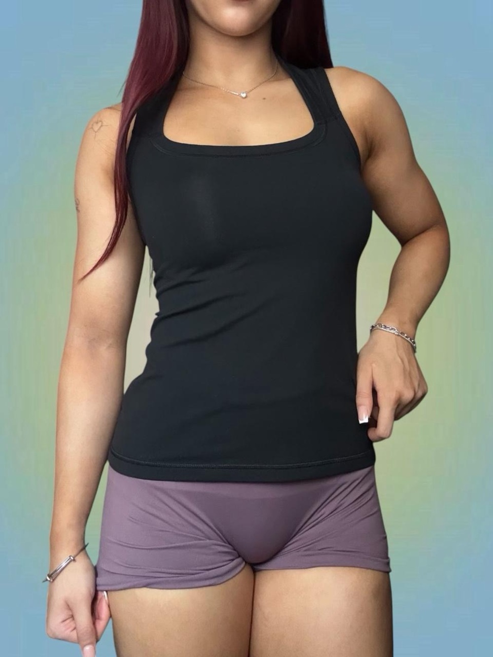 lululemon athletica Black Square-Neck Active Tank